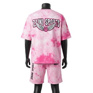 Ensemble t-shirt et short pour homme en jersey de coton premium, tissu tie-dye doux et respirant, impression personnalisée du logo. - Product Image 2