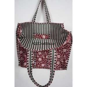 Bolso de playa grande acolchado de algodón bohemio hecho a mano con rayas, para mujer, con asa larga, para llevar al hombro, para compras diarias, fiestas y supermercado. - Product Image 6