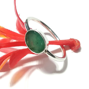 Natural Emerald Gemstone <b>Ring</b>, 925 Sterling Silver <b>Ring</b> for Women, Handmade Emerald Jewelry, <b>Adjustable</b> Statement <b>Ring</b> - Product Image 2