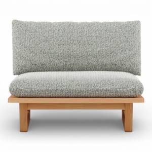 Fauteuil de salon en teck massif nordique, canapé individuel moderne et minimaliste, chaise de loisirs à dossier bas rembourrée en tissu pour chambre à coucher et hôtel - Product Image 2