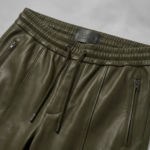 <b>Men's</b> Custom <b>Leather</b> <b>Pants</b> Regular Fit | High Quality Breathable Canvas Fabric Fashionable Casual Design - Product Image 4