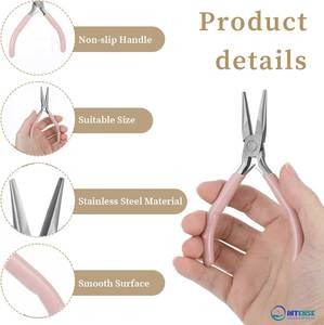2 Pcs Stainless Steel Needle Nose Pliers 4.5 Inch Jewelry Making Tool <b>Thin</b> Nose Comfort Grip Small Size for <b>Wire</b> Bending Craft - Product Image 6
