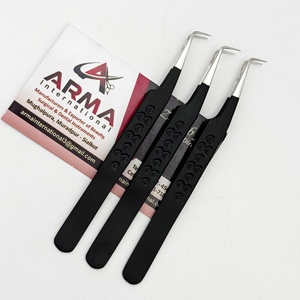 Matte Black 90 Degree Isolation Sustainable Eyelash Tweezer Pointed Tip Hand Tested Lash Extension Tweezers With Private Label - Product Image 4