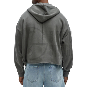 Sudadera con capucha Distress con cremallera, oversize, con bajo en contraste gris, tipo jersey - Product Image 5
