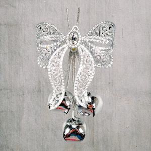 Décoration de Noël et du Nouvel An en gros, métal plaqué or, argent et brun brillant, 35 mm, 3 pièces - Cluster Jingle Acrylic Filigree Bow Ornt - Product Image 3