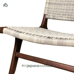 Fauteuil lounge en bois de teck massif fait main avec corde tressée en lin, style moderne du milieu du siècle, style naturel pour salon et balcon - Yuki - Product Image 5