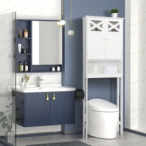 Mobile bagno FCH bianco a doppia anta con ripiani per WC - Product Image 2