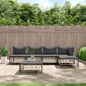 Ensemble de salon de patio 6 pièces en poly rotin anthracite avec coussins ensembles de jardin - Product Image 1