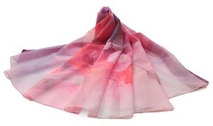 Écharpe en mousseline fine ombrée pour femmes, écharpes légères et tendance à motifs floraux - Product Image 2