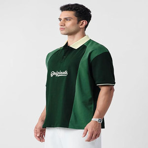 Camiseta de Manga Corta para Hombre, Corte Regular, Cuello Redondo, Estilo Casual, Tejido de Seda/Algodón de Secado Rápido, con Detalles en Verde en Contraste - Product Image 2