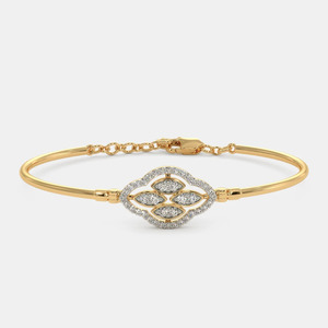 Gold Floral Eye Motif Diamond <b>Bangle</b> <b>Bracelet</b> - Product Image 2