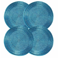 Nouvel arrivage de tapis de table 4 pièces en perles de verre, fabriqués à la main, modernes, avec plaque chargeur pour banquet de mariage, paillettes décoratives