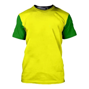T-shirt personnalisé pour femme avec logo frontal, col contrastant vert-jaune, en coton respirant, lettres grecques personnalisées, vente en gros - Product Image 4
