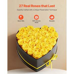Flores Eternas, 27 Rosas Amarillas Preservadas en Caja con Forma de Corazón, Ramo Inmortal para Cumpleaños, Aniversario, Días Festivos, San Valentín - Product Image 2