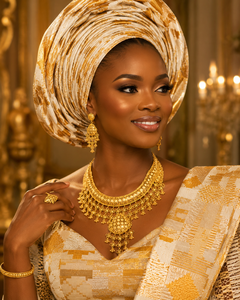 Gold Plated Trendy Statement <b>Necklace</b> Set with Engraved Pendant Dangling Charms Box Chain for Women's Wedding Ethnic Fashion - Product Image 3