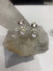 Classic Gold Plated <b>Crystal</b> Drop <b>Earrings</b> with Flower Design for Women's Wedding Jewelry - Product Image 3