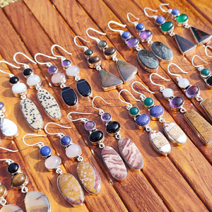 Pendientes Colgantes Bohemios de Piedras Preciosas Naturales Surtidas al por Mayor, Hechos a Mano, Chapados en Plata, de Latón con Múltiples Piedras, Regalo para Mujer - Product Image 5
