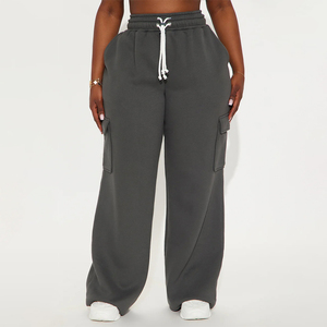 High Waist Drawstring Lounge Pants Ladies Loose Fit Fleece Sweatpants Casual Wide Leg Joggers Women - Product Image 5