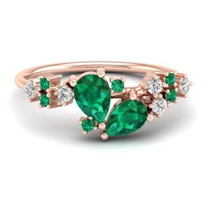 แหวนหมั้นเพชรทรงหยดน้ำ 1 กะรัต ประดับมรกตและมอสซาไนต์ ทอง 14K ยี่ห้อ REYES Luxury สำหรับเป็นของขวัญวันครบรอบ เครื่องประดับชั้นดี - Product Image 6