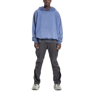 Wholesale 420 GSM Plain Custom Logo Heavyweight Distressed Oversized Sun Faded Vintage Acid Wash Men Zipup Hoodie - Product Image 5