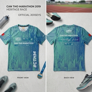 เสื้อวิ่ง OEM ODM Cantho แห้งเร็ว ชุดกีฬาขายส่ง เสื้อแขนสั้นโพลีเอสเตอร์สำหรับทุกเพศ - Product Image 1