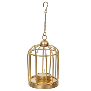 Porte-bougies suspendus vintage en métal doré pour décoration de Noël et de fêtes à la maison - Product Image 1