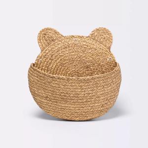 Panier mural suspendu en jacinthe d'eau en forme d'ours, fait main, panier de rangement, vente en gros, écologique, fabriqué au Vietnam - Product Image 1