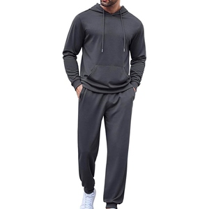 Survêtement d'hiver personnalisé pour homme, couleur unie, respirant, léger, veste à cordon de serrage, pantalon coupe classique, séchage rapide, sport, gym - Product Image 2