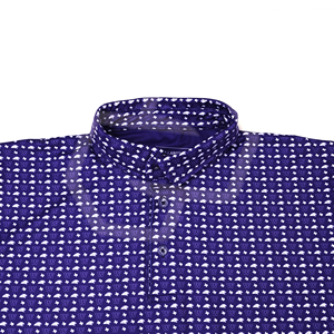 Wholesale Men's <b>Blue</b> Dot Print <b>Polo</b> <b>Shirt</b> Short Sleeve Cotton Poplin Casual Breathable Woven Button Up <b>Shirt</b> - Product Image 2