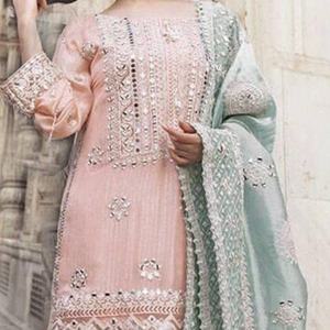 2021 Custom Order Pakistani Indian Stylish Ethnic Salwar Kameez Cotton Linen <b>Net</b> Chiffon Silk Embroidered <b>Dress</b> Viscose Rayon - Product Image 2