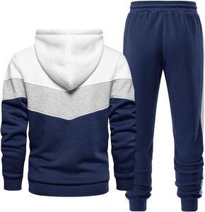 Ensemble de survêtement unisexe à blocs de couleur, sweat à capuche et pantalon à cordon de serrage, tenue décontractée et sportive à manches longues, ensemble 2 pièces pour l'hiver - Product Image 4
