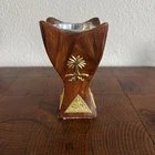 Traditional Arabic Wooden Mabkhara Brass Design Premium Eco-friendly Religious Bakhoor <b>Burner</b> Metal Inlay Decorative All-Season - Product Image 3