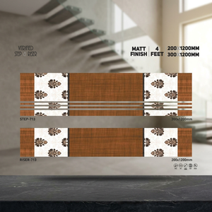 11mm Thick Matte Finish Porcelain <b>Step</b> Riser Tiles 1200x300mm And 1200x200mm Durable Stair Treads For Flooring - Product Image 2