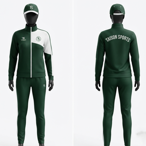Combinaison d'entraînement de squash pour femmes, polyester interlock premium 280 GSM, vert et blanc, panneau incurvé, logo personnalisé par transfert thermique, athlétique - Product Image 1