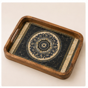 Wholesale Handcrafted Royal Indian <b>Elephant</b> & Palace Printed Wooden Serving Tray Decorative Vintage Rectangle Wood Platter - Product Image 5
