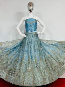 Zarna 16 Kali Flare mariée Lehenga lourd indien pakistanais Design avec miroir complet Shisha Jarkan pierres paillettes travail Salwar robe - Product Image 4