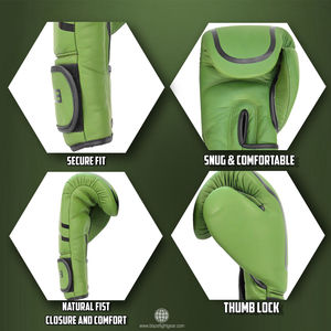 Gants de boxe en cuir synthétique pour l'entraînement au MMA, au Muay Thai, au kickboxing et aux sacs de frappe, avec sangle Velcro – Vente en gros - Product Image 5