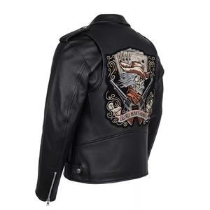 Chaqueta de Motociclista para Hombre, Personalizada OEM, de Alta Calidad, Bordada, de Cuero Genuino, con Cuello Camisero, Gruesa e Impermeable - Product Image 5