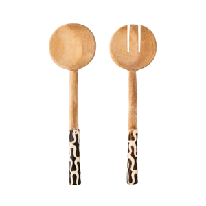 Juego de Servidores de Ensalada de Madera Hechos a Mano de Primera Calidad con Elegantes Asas con Detalles en Latón, Cucharas de Servir de Madera de Mango Ecológicas y de Lujo - Product Image 6
