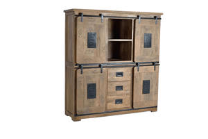 Armario de Madera Maciza Resistente de Estilo Industrial Moderno con Puerta Corredera Independiente para Dormitorio - Product Image 3