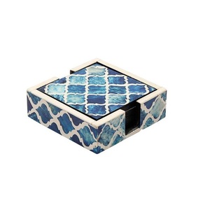 Top Quality Handcrafted Natural Bone Inlay <b>square</b> Coasters Classic Eco-friendly Table Mats Pads for Hotel Home Restaurant Use - Product Image 3
