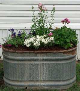 Jardinière élégante en acier galvanisé argenté, écologique, de style vintage, de forme elliptique, pour la maison, le jardin, la terrasse, le balcon - Product Image 2