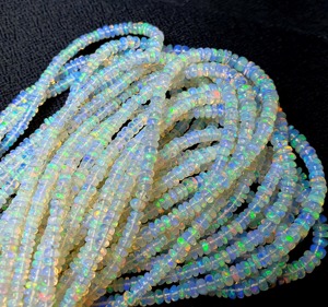 Perles rondes lisses en opale d'Éthiopie de haute qualité, 3-5 mm, 16 pouces, brin d'opale de feu pour la fabrication de bijoux, collier, bracelet, boucles d'oreilles - Product Image 2