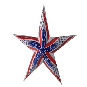Lámparas de Papel con Estampado de Estrellas Multicolores de 60 cm, Ecológicas, Marca LAXMANS, Decoración Navideña, Exportador Mayorista de la India - Product Image 1