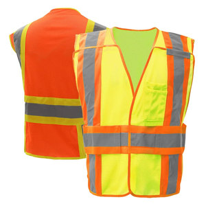 Vestes de sécurité réfléchissantes haute visibilité personnalisées pour travaux de construction en extérieur, en polyester, avec fermeture éclair - Product Image 6