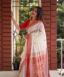 Sari en soie vert clair prêt à être expédié, robe traditionnelle indienne style Banarasi, sari drapé avec motif de bordure pour les cérémonies. - Product Image 4
