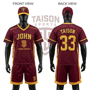 Uniforme de lacrosse pour hommes, 180 GSM, maille polyester respirante, design à panneaux bleu marine et or, logo personnalisé par sublimation, ensemble uniforme de lacrosse pour hommes - Product Image 3