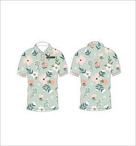 เสื้อโปโลพิมพ์ลายดอกไม้สีเขียวอมเทาสำหรับผู้ชาย แขนสั้น สวมใส่สบาย เหมาะสำหรับฤดูร้อน เล่นกอล์ฟ น้ำหนักเบา มีปก แฟชั่น - Product Image 3