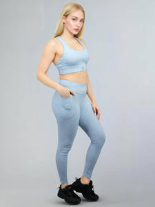 Conjunto Deportivo de Yoga de 2 Piezas para Mujer, Talla Grande, Cintura Alta, Transpirable, de Secado Rápido, Sin Costuras, Top Deportivo y Leggings - Product Image 2