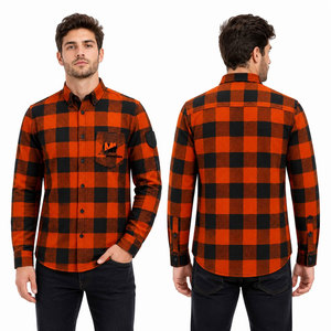 Camisas Personalizadas para Hombre, 100% Algodón Poliéster, Gruesas, Negras y Rojas, Otoño Invierno, con Botones, Manga Larga, Camisa de Franela a Cuadros Vintage para Hombre - Product Image 6